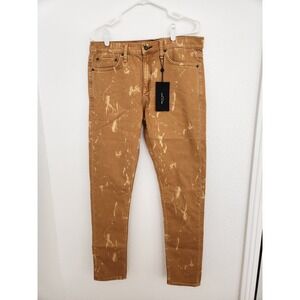 Rag & Bone Fit 1 Jeans Golden Brown‎ Bleach Slim Fit Denim Mens Size 33x32
